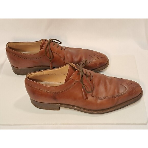 Wilson and Dean Wilkes Bashford Mens Size 9M Brown Leather Shoes Lace up Italy - Picture 9 of 11
